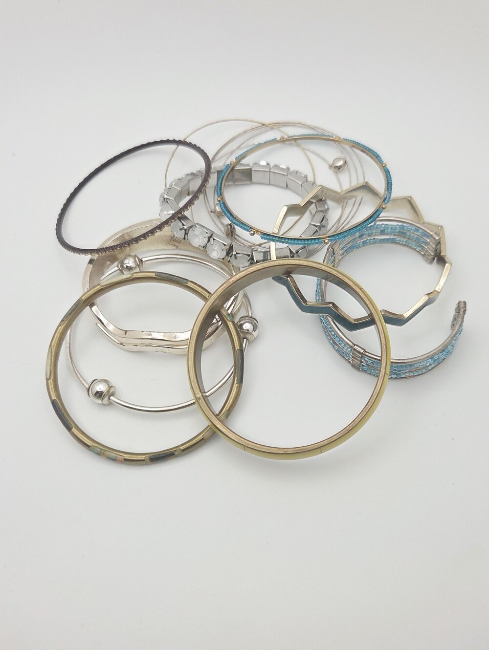 Vintage Boho Brass Bangle Set & Fashion Bracelets Lot 10 Pieces Women Jewelry